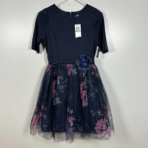 Pink & Violet Dress Girls Size 16 Blue Floral Ballerina Party Wedding NEW - Picture 1 of 10